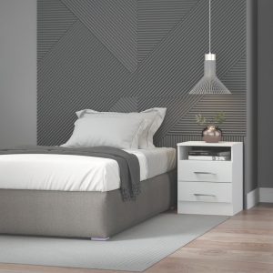 Mesa de Cabeceira Gaya Branca com 2 Gavetas - Ref. 1040