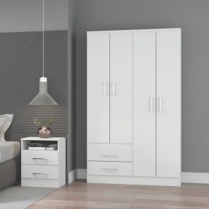 Roupeiro Gaya 4 portas 2 gavetas Branco - Ref. 2074