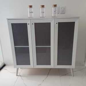 Aparador Branco 3 Portas com Vidro - REF. 18