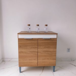 Balcão Cooktop New Pop 2 Portas Amadeirado Ref. 08A ou Branco Ref. 08B