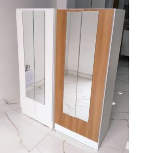 Armário Multiuso Baixo com Espelho -  Branco com Amadeirado Ref. R01A