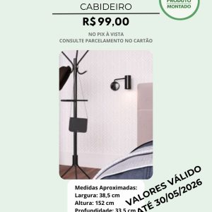 Cabideiro em Aço de Chão - Ref.80 preto, Ref. 80 cinza, Ref. 80 branco