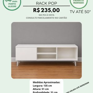 Rack Pop para TV até 55" com 1 Porta Branco -  Ref. R12