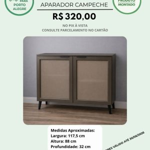 Aparador com 2 Portas Teladas em MDP Marrom e Estrutura Cinza - REF. 20