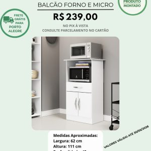 Balcão Forno e Micro 2 portas 1 gaveta Branco - Ref. 509