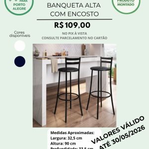 Banqueta Alta com Encosto - Ref.5