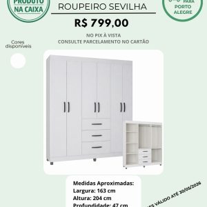 Roupeiro Sevilha 6 Portas 3 Gavetas - Ref. A953.33