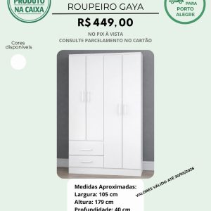 Roupeiro Gaya 4 portas 2 gavetas Branco