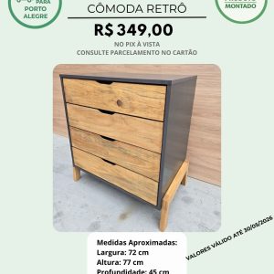 CÔMODA RETRÔ 4 GAVETAS - REF. 19