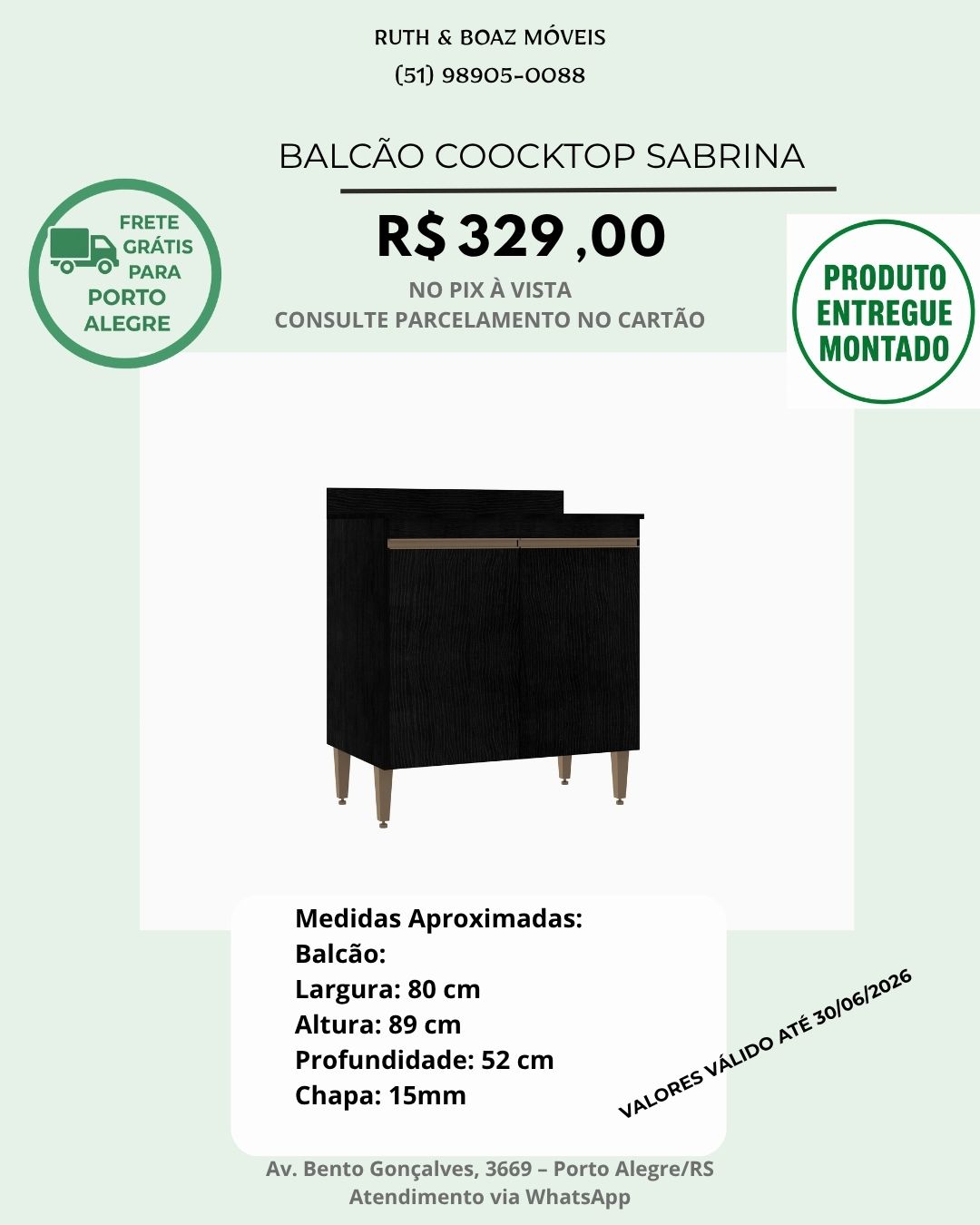 Balcão Cooktop Sabrina Preto