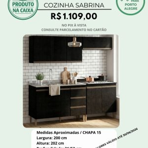 Cozinha Sabrina Aéreo, Balcão Pia, Cooktop e Nicho