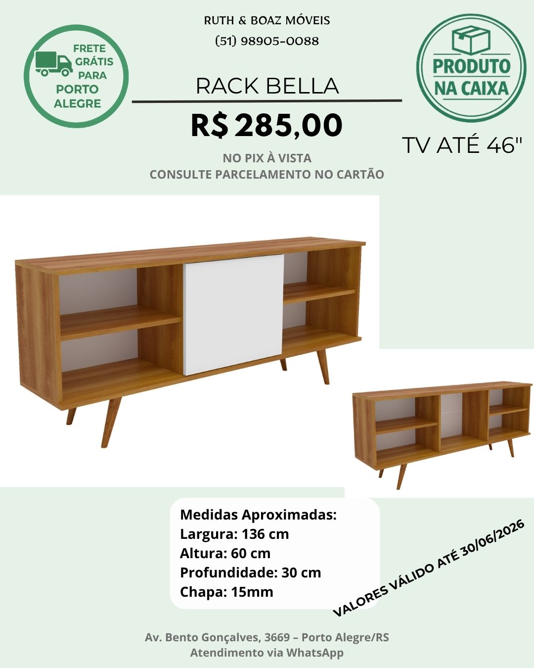 Rack Bella para TV até 46"